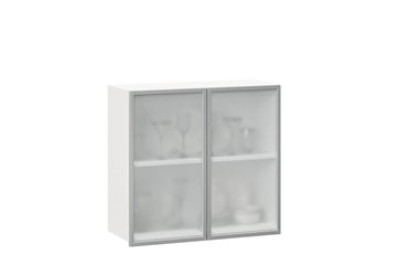 Кухонный шкаф 800, Шервуд, со стеклом ЛД 281.361.000.118, белый/белый глянец в Ишиме