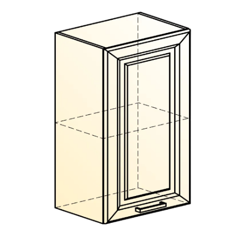 Шкаф настенный Атланта L450 Н720 (1 дв. гл.) эмаль (белый/белый глянец патина золото) в Тюмени - изображение 1