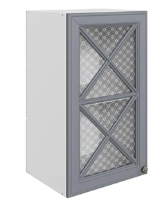 Кухонный шкаф Мишель L400 H720 (1 дв. крест.) эмаль (белый/серый) в Тюмени