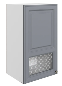 Кухонный навесной шкаф Мишель L400 H720 (1 дв. окош.) эмаль (белый/серый) в Тюмени