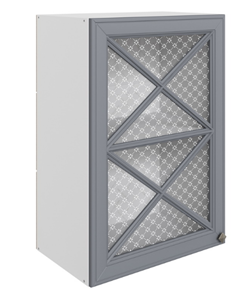 Шкаф навесной Мишель L500 H720 (1 дв. крест.) эмаль (белый/серый) в Тюмени