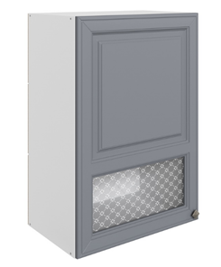 Шкаф настенный Мишель L500 H720 (1 дв. окош.) эмаль (белый/серый) в Тюмени