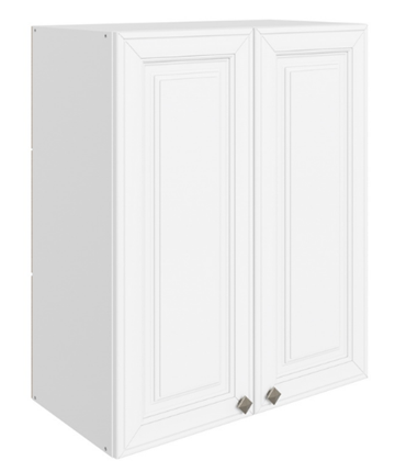 Шкаф навесной Мишель L600 H720 (2 дв. гл.) эмаль (белый/белый) в Заводоуковске - изображение