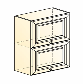 Навесной кухонный шкаф Мишель L600 H720 (2 дв. гл. гориз.) эмаль (белый/белый) в Заводоуковске - предосмотр 1