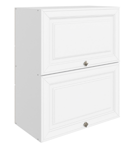 Навесной кухонный шкаф Мишель L600 H720 (2 дв. гл. гориз.) эмаль (белый/белый) в Тюмени - предосмотр