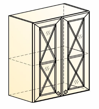 Шкаф навесной Мишель L600 H720 (2 дв. крест.) эмаль (белый/белый) в Тюмени - изображение 1