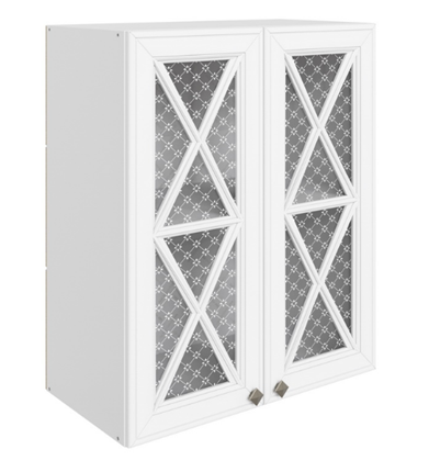 Шкаф навесной Мишель L600 H720 (2 дв. крест.) эмаль (белый/белый) в Заводоуковске - изображение