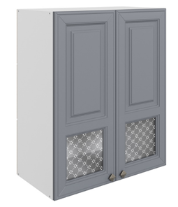 Навесной шкаф Мишель L600 H720 (2 дв. окош.) эмаль (белый/серый) в Заводоуковске