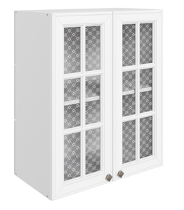 Кухонный навесной шкаф Мишель L600 H720 (2 дв. реш.) эмаль (белый/белый) в Тюмени