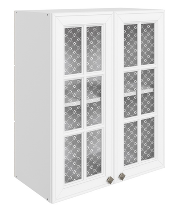 Кухонный навесной шкаф Мишель L600 H720 (2 дв. реш.) эмаль (белый/белый) в Заводоуковске - изображение