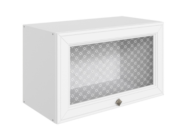 Шкаф навесной Мишель L600 Н360 (1 дв. рам.) эмаль (белый/белый) в Заводоуковске - изображение