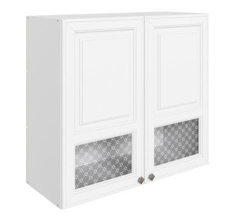 Шкаф навесной Мишель L800 H720 (2 дв. окош.) эмаль (белый/белый) в Заводоуковске - изображение