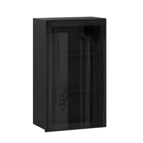 Кухонный шкаф Паола  ЛД 590.450.000.081 600 высокий стекло (Черный/Чёрный) в Тюмени - предосмотр
