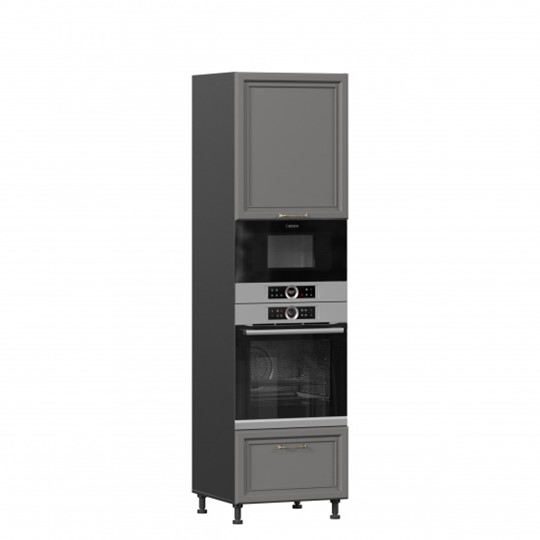 Кухонный шкаф для посуды Джелатто 600 с 4 дверями ЛД 241.470.000.157, Черный/Оникс серый в Тюмени - изображение 2