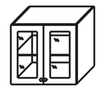 Кухонный шкаф Верона настенный двухдверный с полкой со вставкой из стекла 718*600*320 мм, глянец/софт в Тюмени