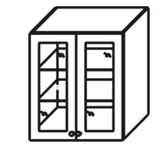 Кухонный шкаф Верона настенный двухдверный с полкой со вставкой из стекла 918*600*320 мм, глянец/софт в Заводоуковске