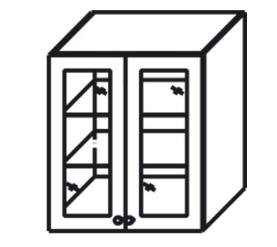 Кухонный шкаф Верона настенный двухдверный с полкой со вставкой из стекла 918*600*320 мм, глянец/софт в Тюмени - изображение