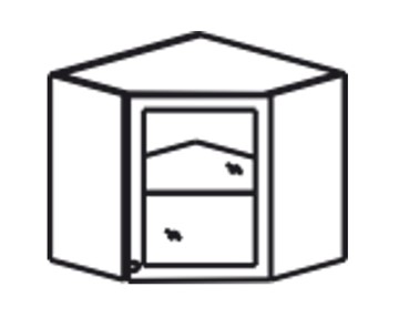 Шкаф на кухню Верона настенный угловой 718*600*600*320 мм со вставкой из стекла, глянец/софт в Тюмени