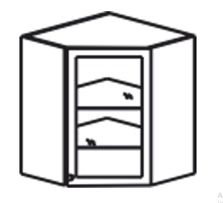 Кухонный шкаф Верона настенный угловой 918*600*600*320 мм со вставкой из стекла, глянец/софт в Тюмени