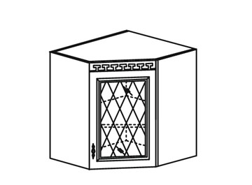 Шкаф кухонный Веста настенный угловой со вставкой из стекла 718*600*600 мм в Тюмени