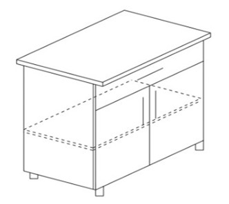 Кухонный шкаф двухдверный с ящиком и полкой Гармония Б11 МДФ премиум, глянец, металик без столешницы в Тюмени