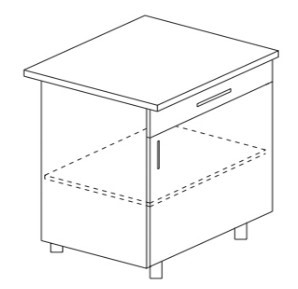 Кухонный шкаф однодверный с ящиком Гармония Б9 МДФ премиум, глянец, металик без столешницы в Тюмени