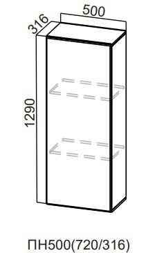 Настенный шкаф-пенал Модерн New, ПН500(720/316), МДФ в Заводоуковске - изображение