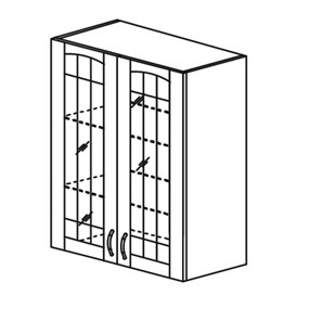Шкаф кухонный Кантри настенный двухдверный с полкой со вставкой из стекла 918*600*320 в Тюмени - предосмотр