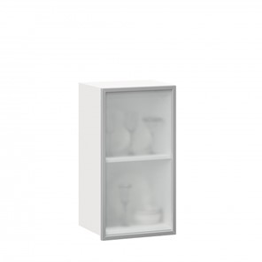 Шкаф на кухню 400 Шервуд, со стеклом левый ЛД 281.321.000.110, белый в Тюмени