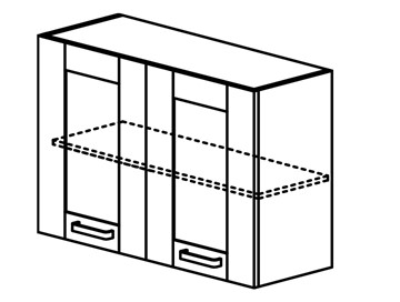 Шкаф кухонный Квадро настенный двухдверный с полкой со вставкой из стекла 718*600*320мм в Тюмени