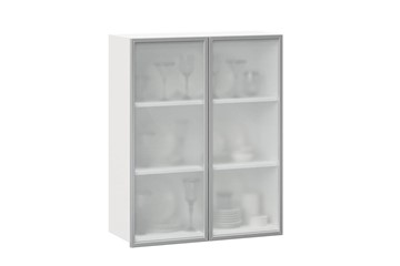 Кухонный шкаф высокий 800, Шервуд, со стеклом ЛД 281.461.000.129, белый/серый в Тюмени