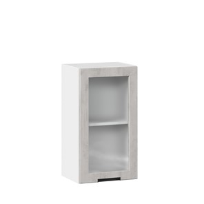 Кухонный шкаф 400 со стеклом Джамис ЛД 296.320.000.018, Белый/Белый камень в Тюмени - предосмотр