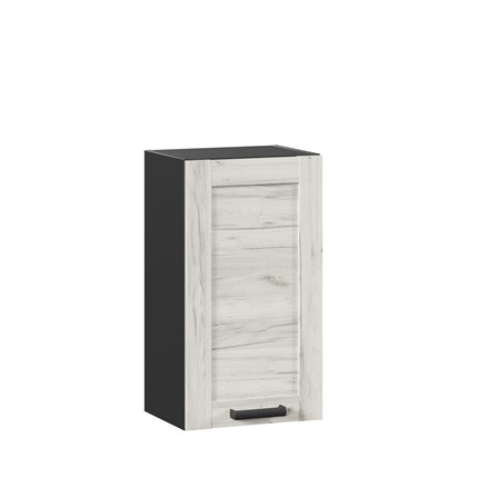 Кухонный навесной шкаф 400 Винченца ЛД 234.320.000.074, Чёрный/Дуб Крафт белый в Тюмени - изображение
