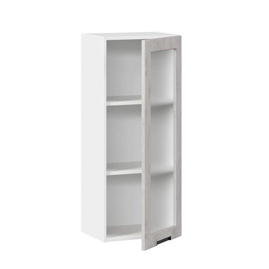 Шкаф кухонный 400 высокий со стеклом Джамис ЛД 296.420.000.026, Белый/Белый камень в Тюмени - изображение 1