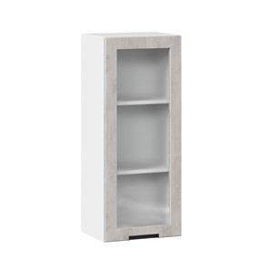 Шкаф кухонный 400 высокий со стеклом Джамис ЛД 296.420.000.026, Белый/Белый камень в Тюмени