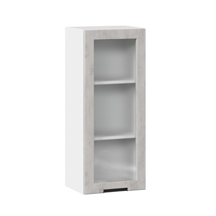 Шкаф кухонный 400 высокий со стеклом Джамис ЛД 296.420.000.026, Белый/Белый камень в Заводоуковске - изображение