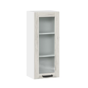 Навесной кухонный шкаф 400 высокий со стеклом Винченца ЛД 234.420.000.036, Белый/Дуб Крафт белый в Ишиме