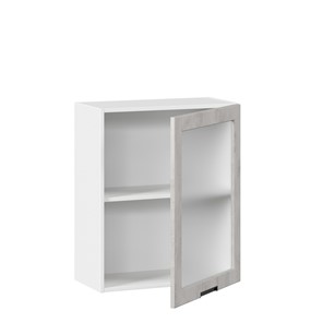 Кухонный шкаф 600 со стеклом Джамис ЛД 296.350.000.021, Белый/Белый камень в Тюмени - предосмотр 1