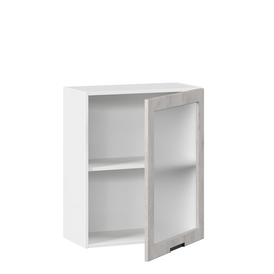 Кухонный шкаф 600 со стеклом Джамис ЛД 296.350.000.021, Белый/Белый камень в Тюмени - изображение 1