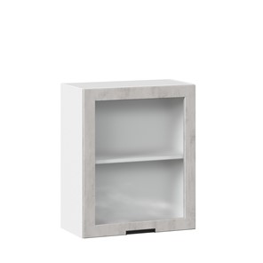 Кухонный шкаф 600 со стеклом Джамис ЛД 296.350.000.021, Белый/Белый камень в Тюмени - предосмотр