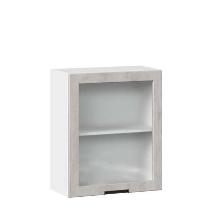 Кухонный шкаф 600 со стеклом Джамис ЛД 296.350.000.021, Белый/Белый камень в Заводоуковске - изображение