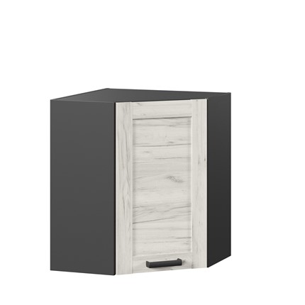 Навесной кухонный шкаф 600 угловой Винченца ЛД 234.610.000.088, Чёрный/Дуб Крафт белый в Тюмени - изображение