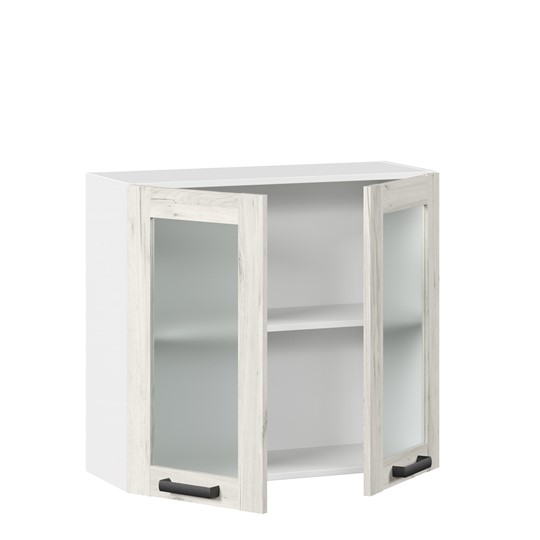 Кухонный шкаф 800 со стеклом Винченца ЛД 234.360.000.033 Белый/Дуб Крафт белый в Тюмени - изображение 1