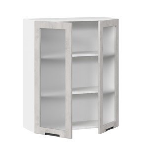 Навесной кухонный шкаф 800 высокий со стеклом Джамис ЛД 296.460.000.030, Белый/Белый камень в Тюмени - предосмотр 1