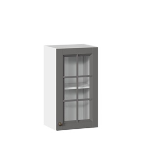 Навесной шкаф Амели-3 400 со стеклом ЛД 299.320.000.024, Белый/Оникс серый в Тюмени - предосмотр