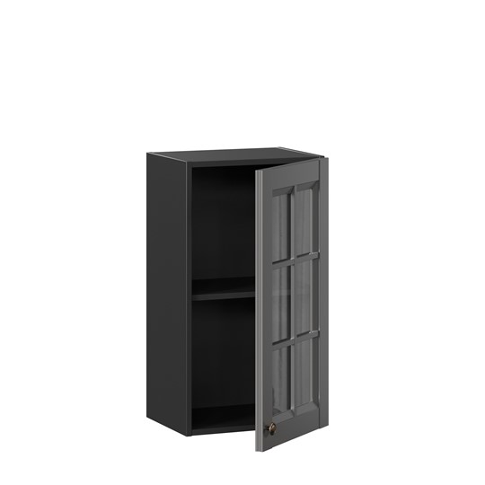 Шкаф навесной Амели-3 400 со стеклом ЛД 299.320.000.026, Черный/Оникс серый в Тюмени - изображение 1