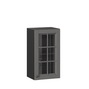 Шкаф навесной Амели-3 400 со стеклом ЛД 299.320.000.026, Черный/Оникс серый в Тюмени - предосмотр