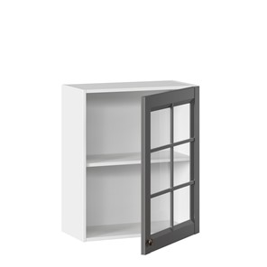 Шкаф настенный Амели-3 600 со стеклом ЛД 299.350.000.030, Белый/Оникс серый в Заводоуковске - предосмотр 1