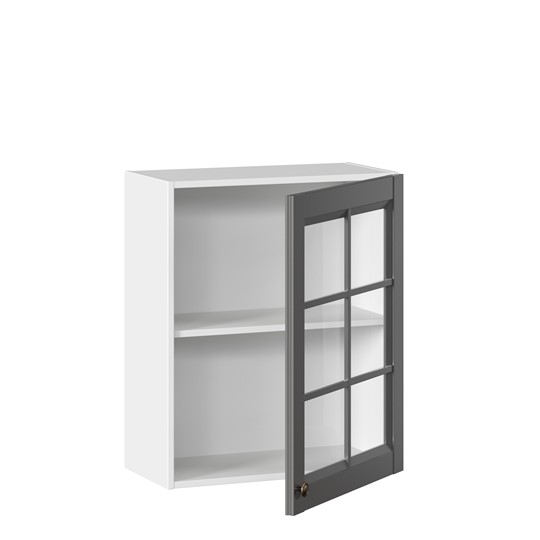 Шкаф настенный Амели-3 600 со стеклом ЛД 299.350.000.030, Белый/Оникс серый в Тюмени - изображение 1