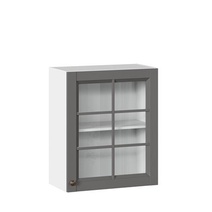 Шкаф настенный Амели-3 600 со стеклом ЛД 299.350.000.030, Белый/Оникс серый в Заводоуковске - изображение